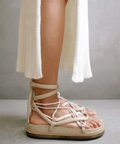 ALOHAS Jungle Stone & Beige Laced Up Sandal Shoes 13 ALOHAS Jungle Stone & Beige Laced Up Sandal Shoes