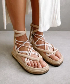 ALOHAS Jungle Stone & Beige Laced Up Sandal Shoes