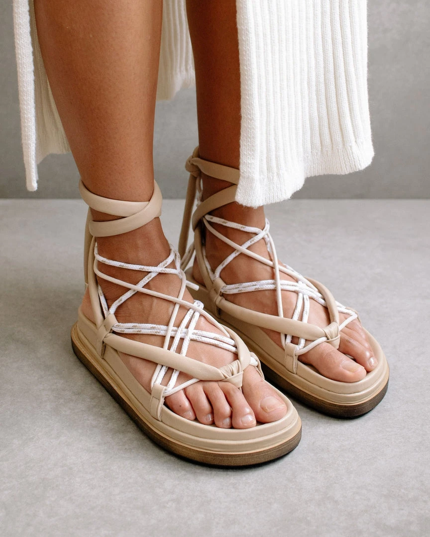ALOHAS Jungle Stone & Beige Laced Up Sandal Shoes 2 ALOHAS Jungle Stone & Beige Laced Up Sandal Shoes