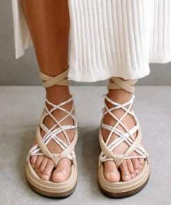 ALOHAS Jungle Stone & Beige Laced Up Sandal Shoes 11 ALOHAS Jungle Stone & Beige Laced Up Sandal Shoes