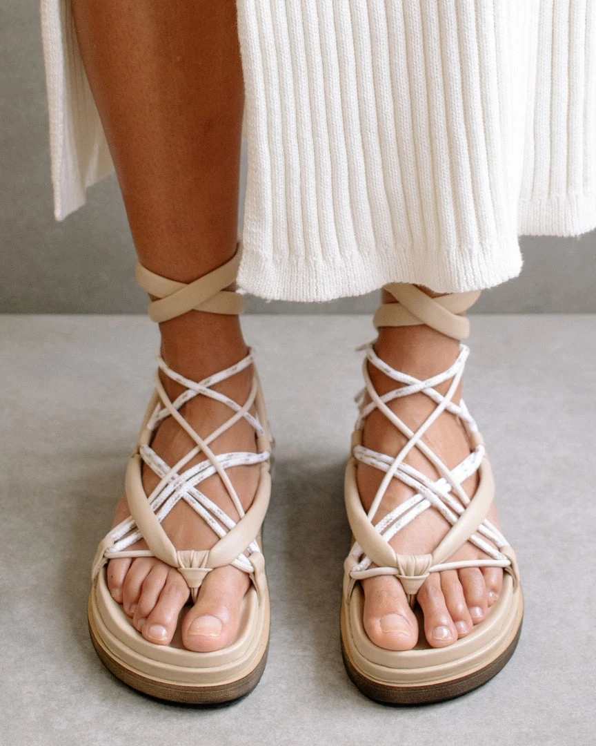 ALOHAS Jungle Stone & Beige Laced Up Sandal Shoes 5 ALOHAS Jungle Stone & Beige Laced Up Sandal Shoes