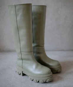 ALOHAS Katiuska Khaki Leather High Boot Shoes