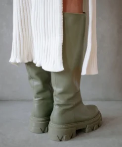 ALOHAS Katiuska Khaki Leather High Boot Shoes 15 ALOHAS Katiuska Khaki Leather High Boot Shoes