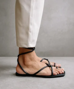 ALOHAS Lace It Up Black Flat Sandal