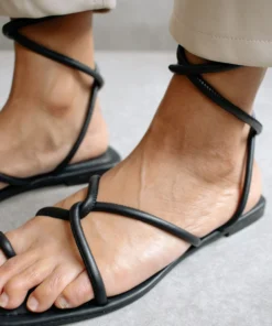 ALOHAS Lace It Up Black Flat Sandal