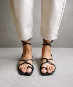 ALOHAS Lace It Up Black Flat Sandal