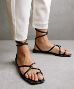 ALOHAS Lace It Up Black Flat Sandal