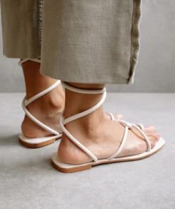 ALOHAS Lace It Up Ivory Flat Sandal