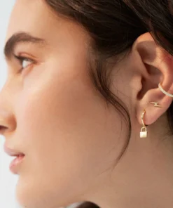ALOHAS Lock Earrings Gold Accessories