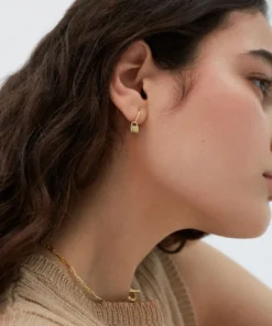 ALOHAS Lock Earrings Gold Accessories