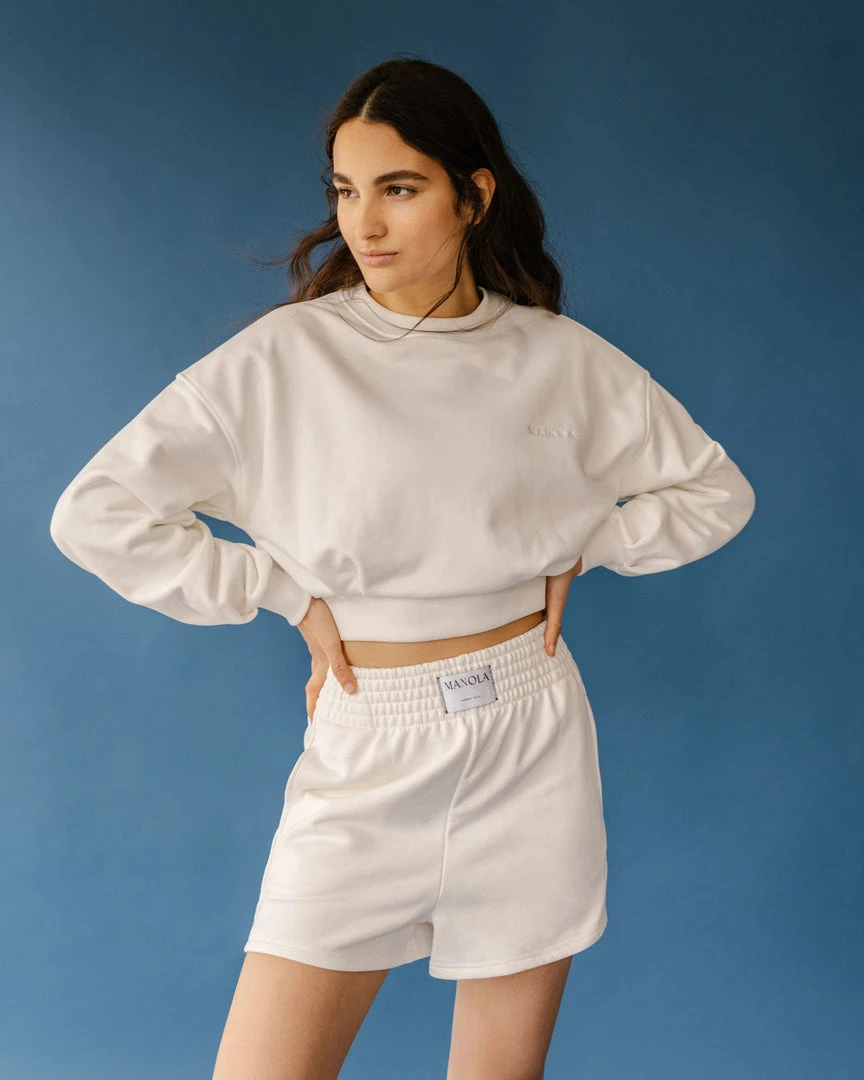 TheManola Clothing Menina Crop Sweatshirt Coconut 2 TheManola Clothing Menina Crop Sweatshirt Coconut