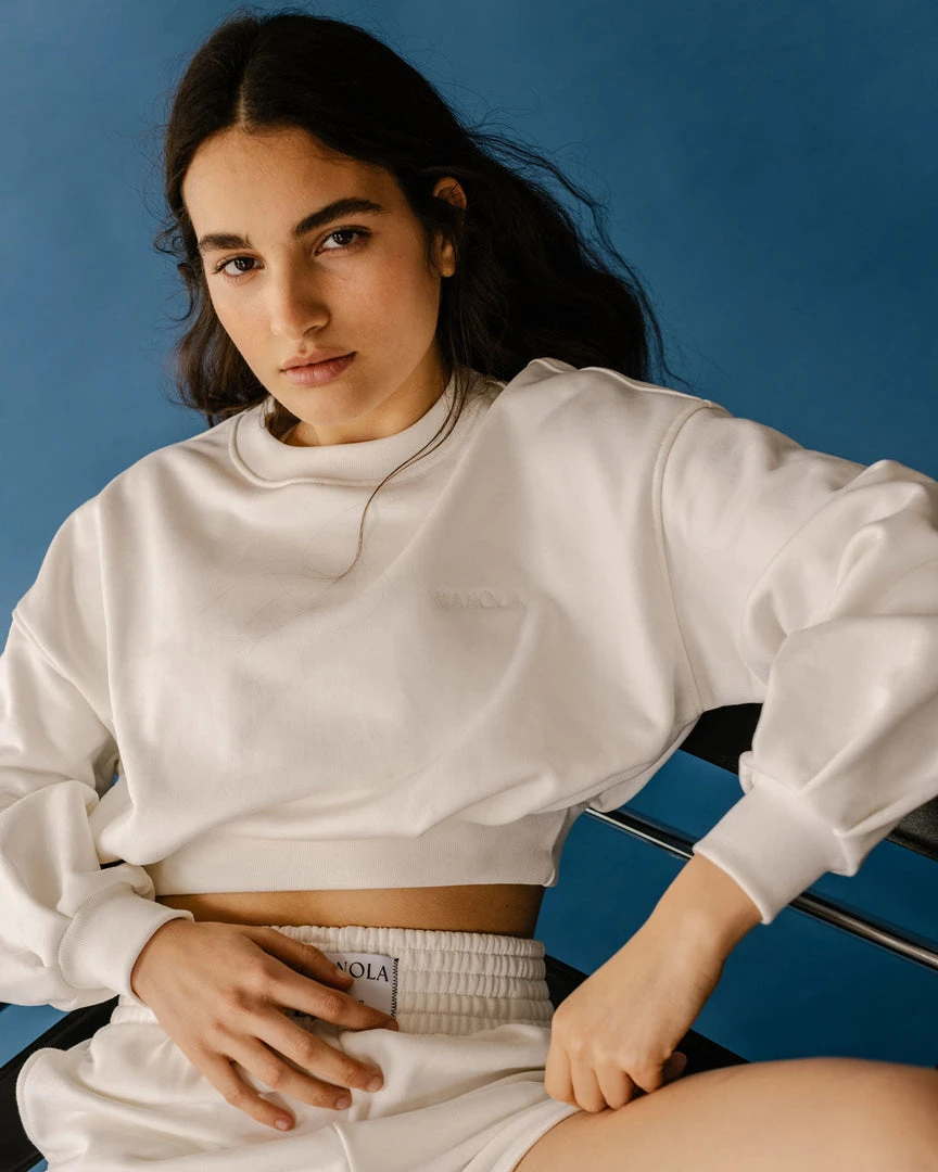 TheManola Clothing Menina Crop Sweatshirt Coconut 1 TheManola Clothing Menina Crop Sweatshirt Coconut