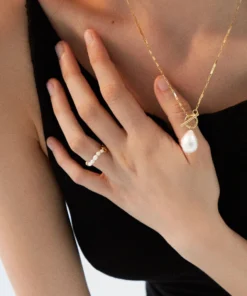 ALOHAS Accessories Pearl Chain Ring Gold 8 ALOHAS Accessories Pearl Chain Ring Gold