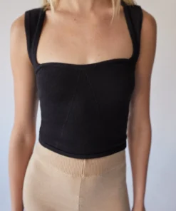 ALOHAS Pleasant Corset Knit Top Black 15 ALOHAS Pleasant Corset Knit Top Black