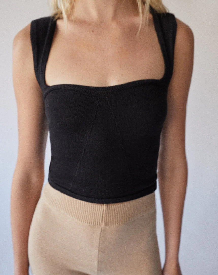 ALOHAS Pleasant Corset Knit Top Black 8 ALOHAS Pleasant Corset Knit Top Black