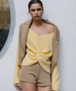 ALOHAS Clothing Polite Knot Knit Top Yellow