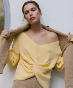 ALOHAS Clothing Polite Knot Knit Top Yellow