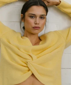 ALOHAS Clothing Polite Knot Knit Top Yellow