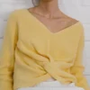 ALOHAS Clothing Polite Knot Knit Top Yellow