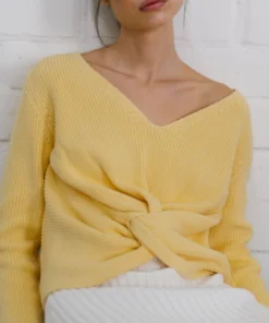 ALOHAS Clothing Polite Knot Knit Top Yellow