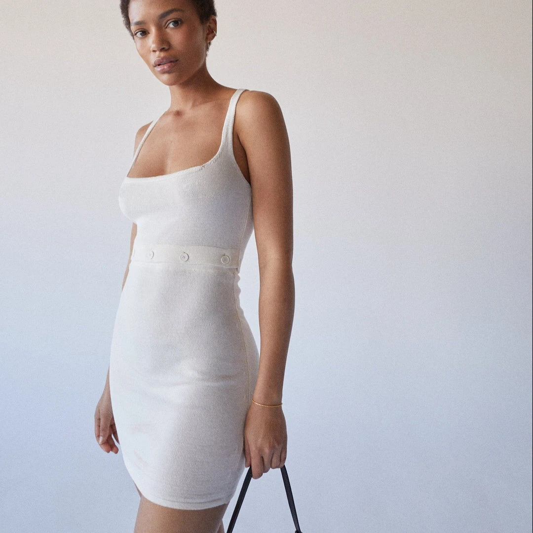 ALOHAS Ready Buttons Knit Dress Ivory 3 ALOHAS Ready Buttons Knit Dress Ivory