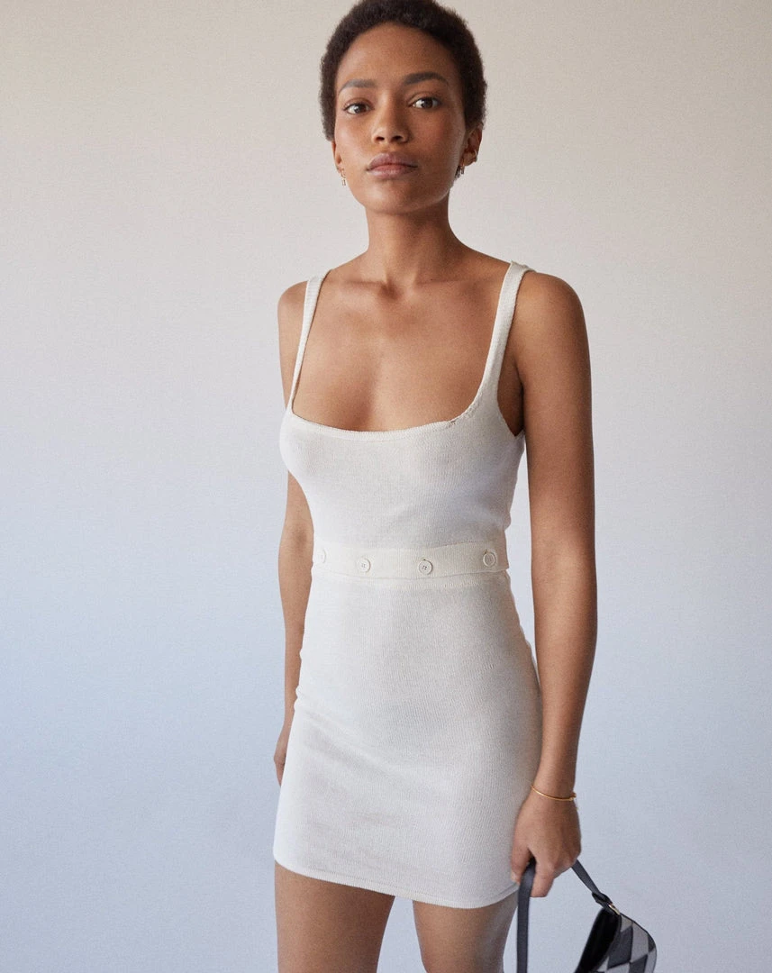 ALOHAS Ready Buttons Knit Dress Ivory 1 ALOHAS Ready Buttons Knit Dress Ivory