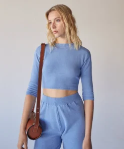 ALOHAS Clothing Relaxed Knit Backless Top Cornflower Blue