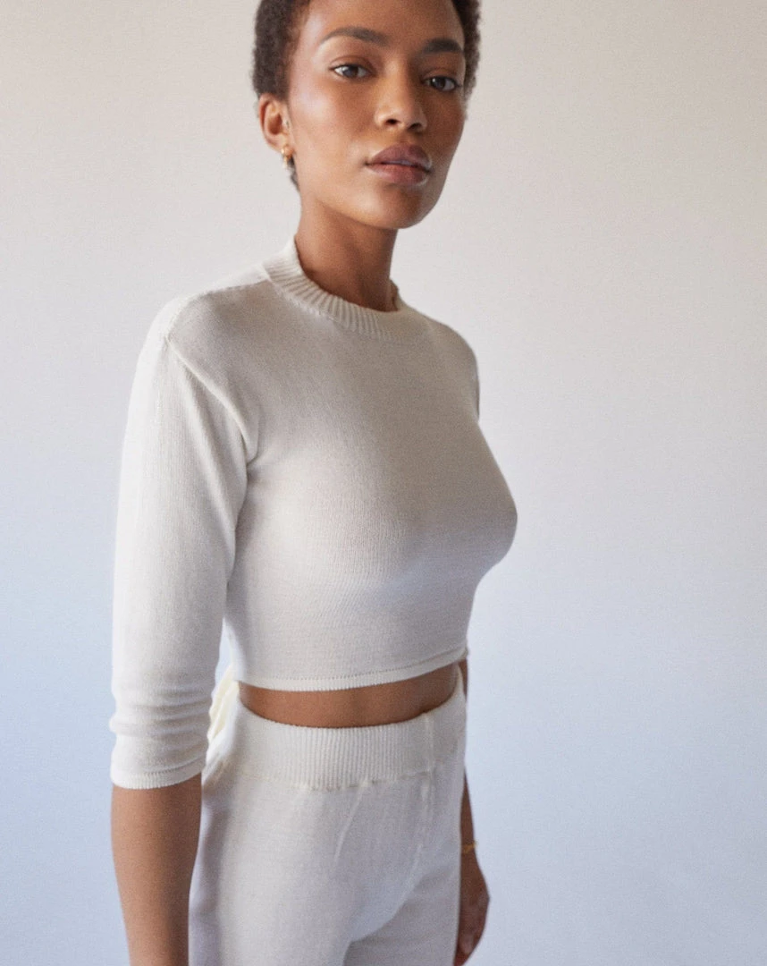 ALOHAS Clothing Relaxed Knit Backless Top Ivory 4 ALOHAS Clothing Relaxed Knit Backless Top Ivory