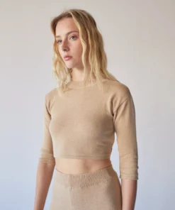 ALOHAS Clothing Relaxed Knit Backless Top Toasted Almond