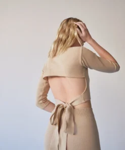 ALOHAS Clothing Relaxed Knit Backless Top Toasted Almond