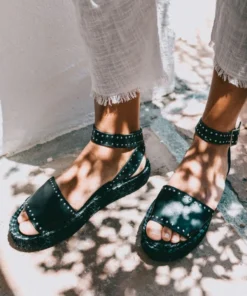 ALOHAS Rome Studded Espadrilles Black