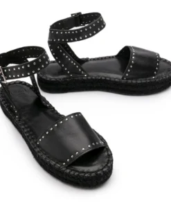 ALOHAS Rome Studded Espadrilles Black