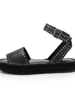 ALOHAS Rome Studded Espadrilles Black