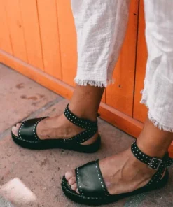 ALOHAS Rome Studded Espadrilles Black