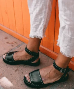 ALOHAS Rome Studded Espadrilles Black