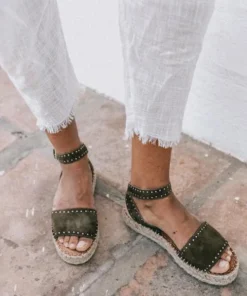 ALOHAS Rome Studded Espadrilles Olive Shoes 10 ALOHAS Rome Studded Espadrilles Olive Shoes