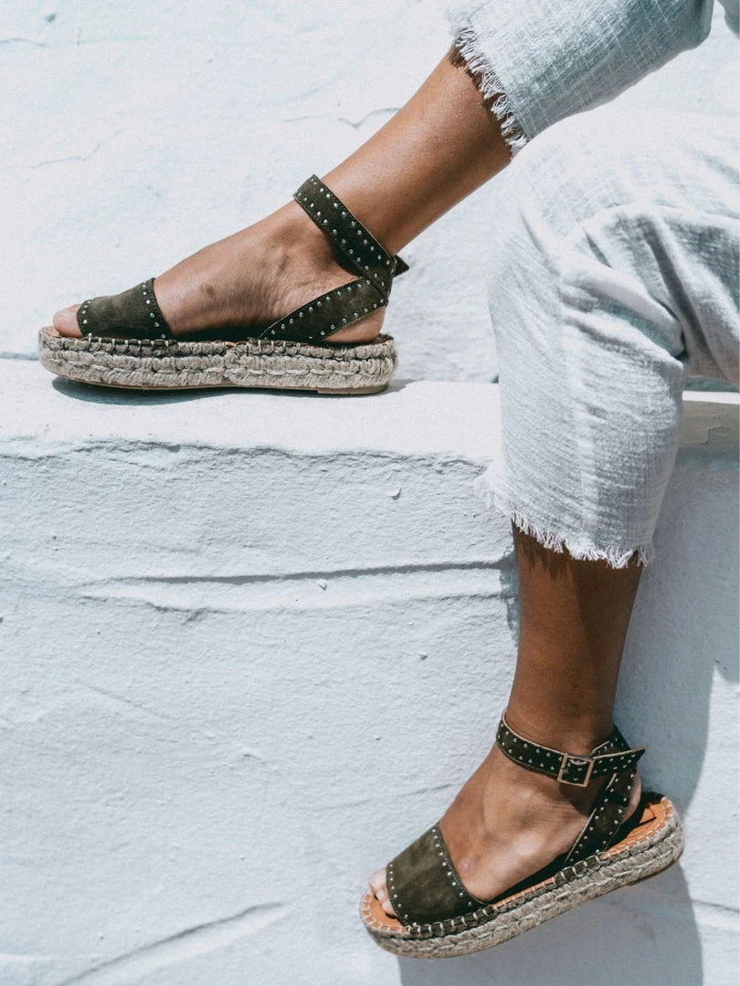 ALOHAS Rome Studded Espadrilles Olive Shoes 2 ALOHAS Rome Studded Espadrilles Olive Shoes