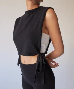 ALOHAS Clothing Shelter Knit Open Vest Black