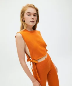 ALOHAS Clothing Shelter Knit Open Vest Clementine Orange