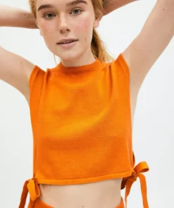 ALOHAS Clothing Shelter Knit Open Vest Clementine Orange