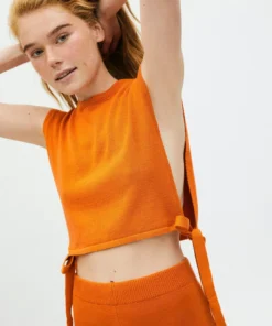 ALOHAS Clothing Shelter Knit Open Vest Clementine Orange