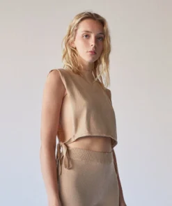 ALOHAS Shelter Knit Open Vest Toasted Almond