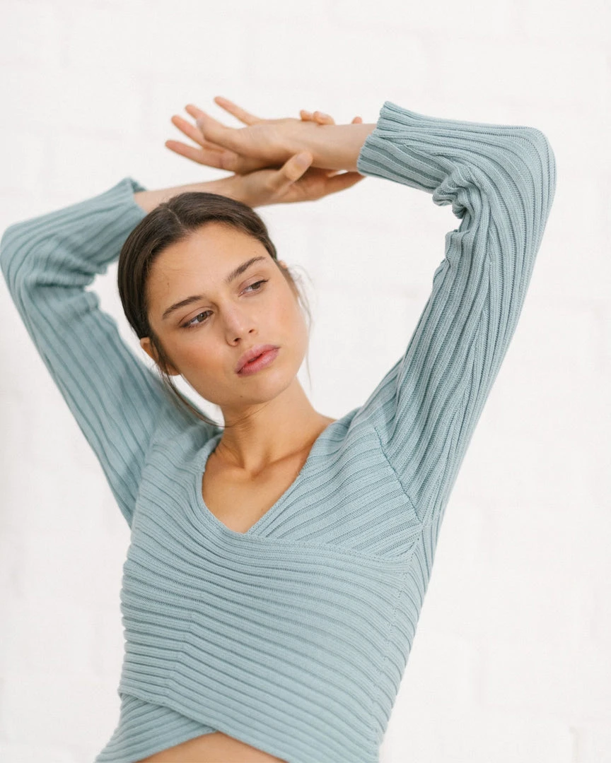 ALOHAS Clothing Smart Crossed Knit Top Light Blue 5 ALOHAS Clothing Smart Crossed Knit Top Light Blue