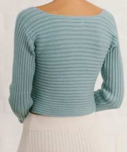 ALOHAS Clothing Smart Crossed Knit Top Light Blue