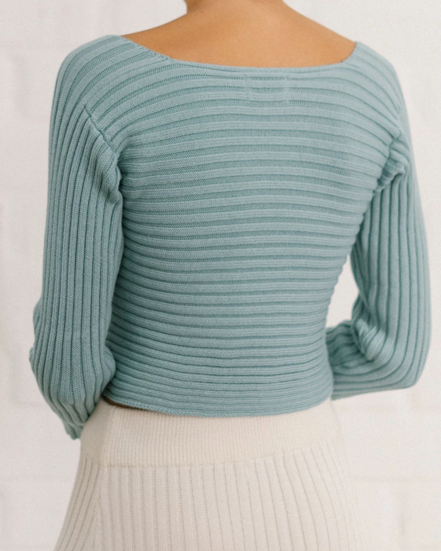 ALOHAS Clothing Smart Crossed Knit Top Light Blue 2 ALOHAS Clothing Smart Crossed Knit Top Light Blue