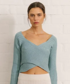 ALOHAS Clothing Smart Crossed Knit Top Light Blue 7 ALOHAS Clothing Smart Crossed Knit Top Light Blue