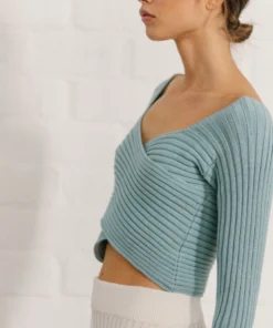 ALOHAS Clothing Smart Crossed Knit Top Light Blue 8 ALOHAS Clothing Smart Crossed Knit Top Light Blue