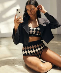 ALOHAS Snug Fall Top Jacquard Brown Clothing