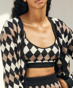 ALOHAS Snug Fall Top Jacquard Brown Clothing