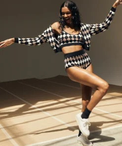 ALOHAS Snug Fall Top Jacquard Brown Clothing